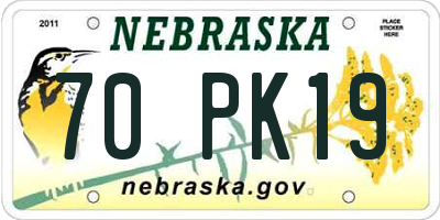 NE license plate 70PK19