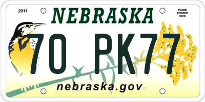 NE license plate 70PK77