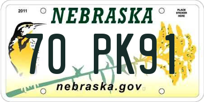 NE license plate 70PK91