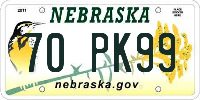 NE license plate 70PK99