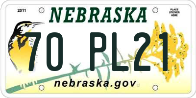 NE license plate 70PL21