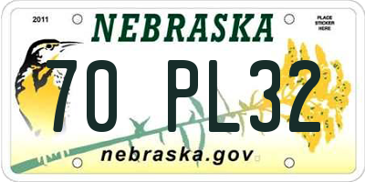 NE license plate 70PL32