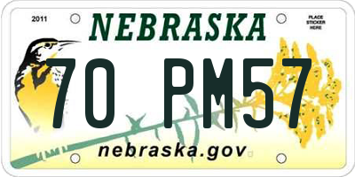 NE license plate 70PM57