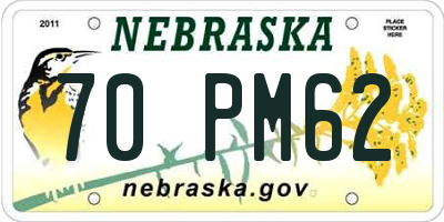 NE license plate 70PM62