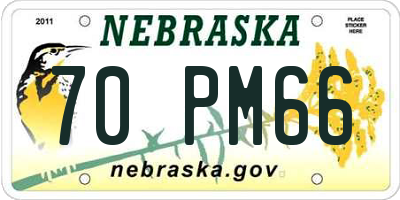 NE license plate 70PM66