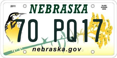 NE license plate 70PQ17