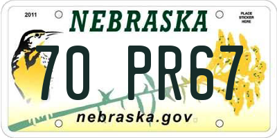 NE license plate 70PR67