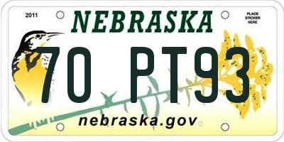 NE license plate 70PT93