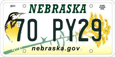 NE license plate 70PY29