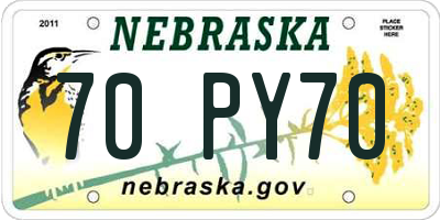NE license plate 70PY70