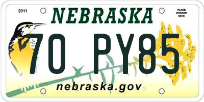 NE license plate 70PY85
