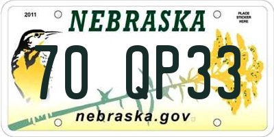 NE license plate 70QP33
