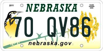 NE license plate 70QV86