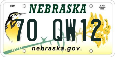 NE license plate 70QW12