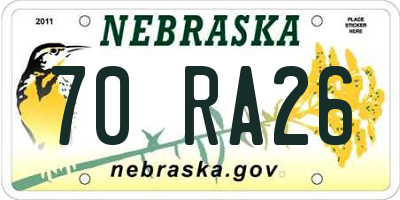 NE license plate 70RA26