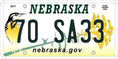 NE license plate 70SA33