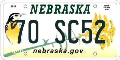 NE license plate 70SC52