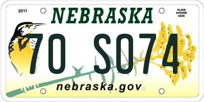 NE license plate 70SO74
