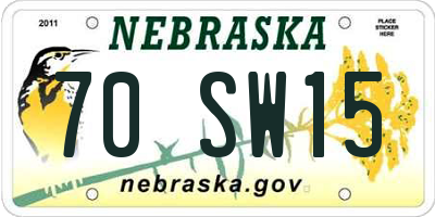 NE license plate 70SW15