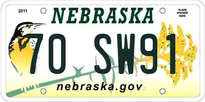 NE license plate 70SW91