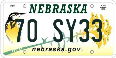 NE license plate 70SY33