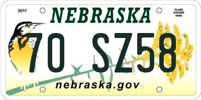 NE license plate 70SZ58