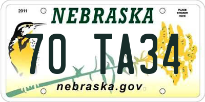 NE license plate 70TA34