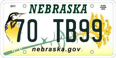 NE license plate 70TB99