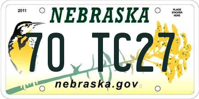 NE license plate 70TC27