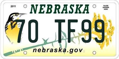 NE license plate 70TF99