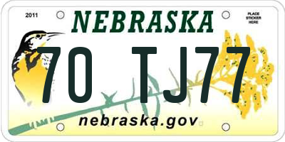 NE license plate 70TJ77