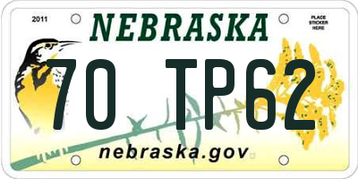 NE license plate 70TP62