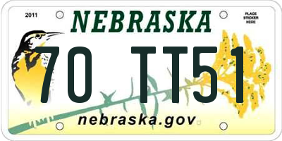 NE license plate 70TT51