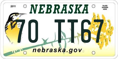 NE license plate 70TT67