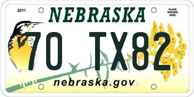 NE license plate 70TX82
