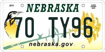 NE license plate 70TY96