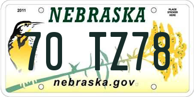 NE license plate 70TZ78