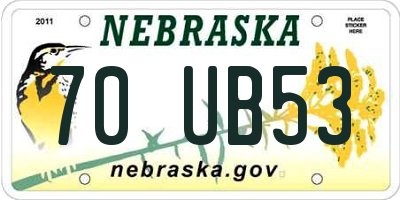 NE license plate 70UB53