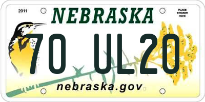 NE license plate 70UL20