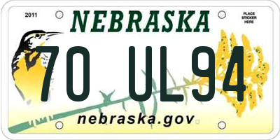 NE license plate 70UL94