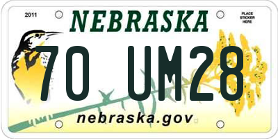 NE license plate 70UM28