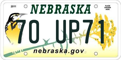 NE license plate 70UP71