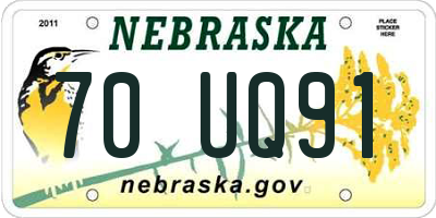 NE license plate 70UQ91