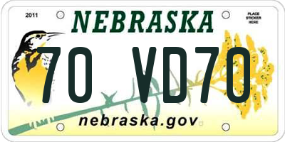 NE license plate 70VD70
