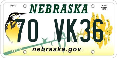 NE license plate 70VK36