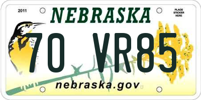 NE license plate 70VR85