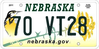 NE license plate 70VT28