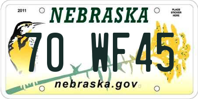 NE license plate 70WF45