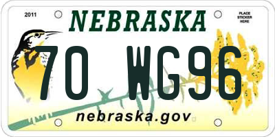 NE license plate 70WG96