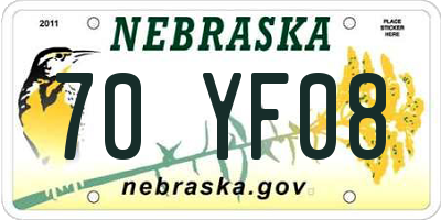 NE license plate 70YF08